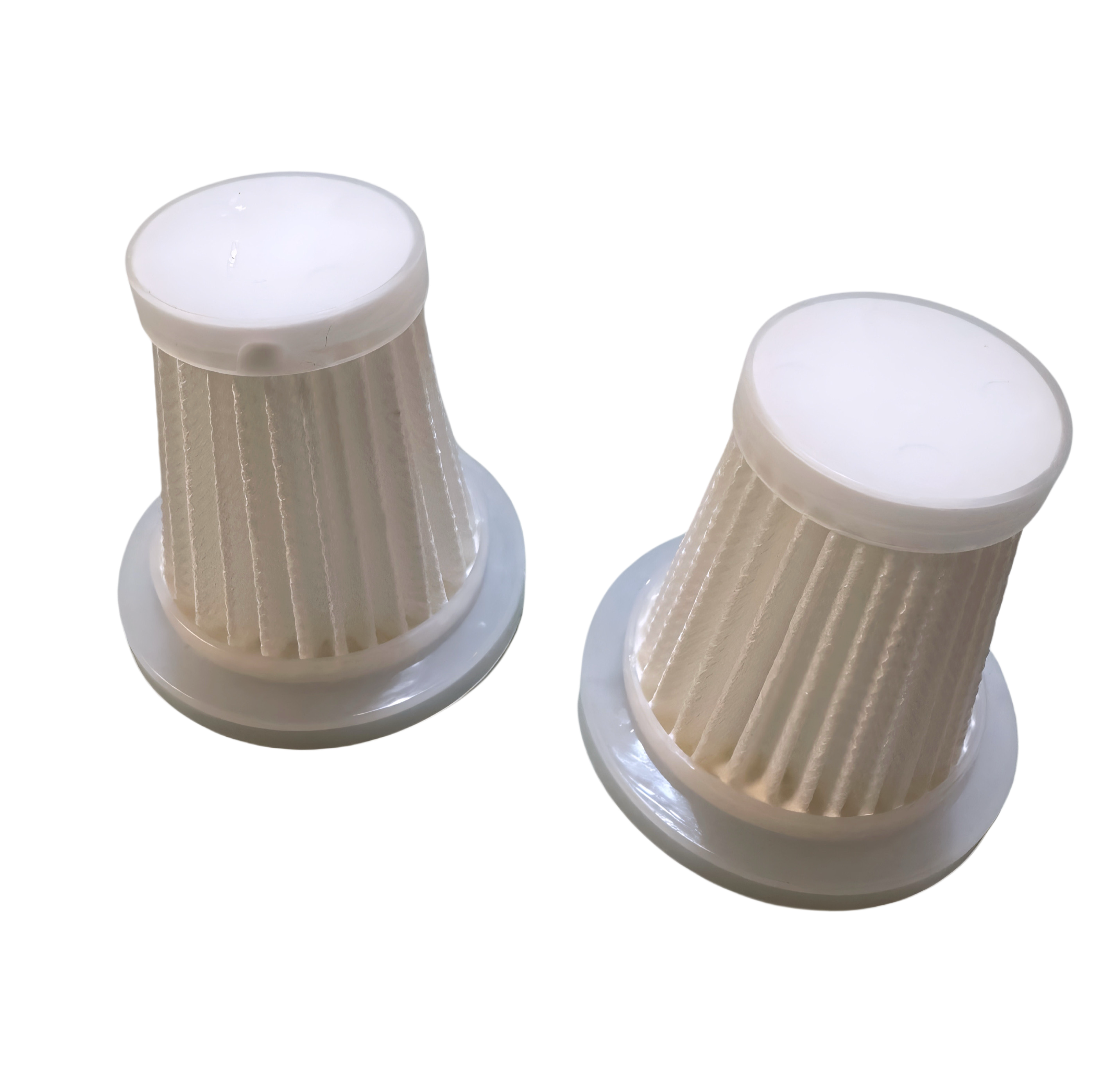 A close-up of the vacuum’s washable HEPA filter removed from the device, highlighting its reusable filtration system.